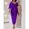Damen Weißes Kleid Ballkleid abendkleider Rüschen Gespleisst V Ausschnitt Kurzarm Midikleid Besondere Anlässe Urlaub Weiß Rosa Winter