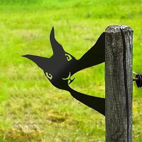 Tier-Metall-Gartenkunst-Dekoration, lustige guckende Kuh, Metall-Wandskulpturen, wetterfest, Schmiedeeisen, Kunst-Kuhschild, Outdoor-Garten, Bauernhaus-Dekoration, Kuh-Wanddekoration
