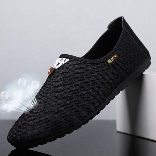 Leichte Herren-Slipper aus Mesh – atmungsaktive Freizeit-Loafer mit rutschfester Sohle zum Gehen, Autofahren und für Sommerreisen Image