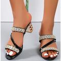 Damen Absätze Sandalen Bling-Bling-Schuhe Blockabsatz Sandalen Absatzsandalen Party Klub Feste Farbe Farbblock Sommer Strass Funkelnder Glitzer Stöckelschuh Blockabsatz Peep Toe Offene Spitze Modisch