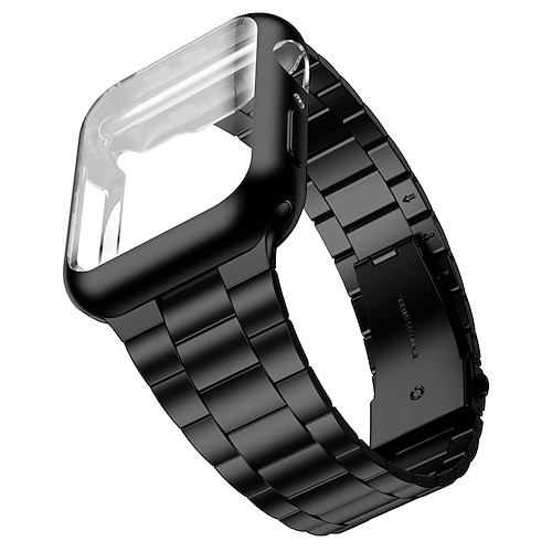 Kompatibel mit Apple Watch Armband 38mm 40mm 41mm 42mm 44mm 45mm 49mm mit Fall Stoßresistent Edelstahl Ersatzarmband für iwatch Ultra 2 Series 9 8 7 SE 6 5 4 3 2 1 Image