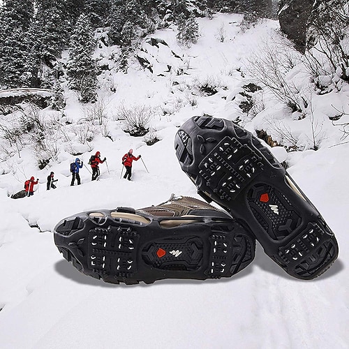 Steigeisen mit 24 Zacken und rutschfesten Schuhüberzügen – perfekt für Traktion im Winter und Schneewanderungen im Freien Image