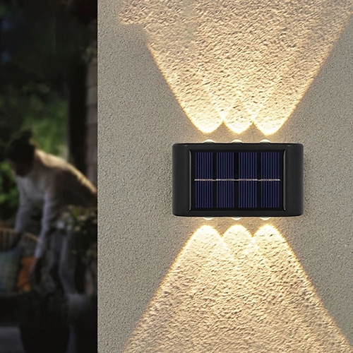 LED Außenwandleuchte Solarlampen Solarwandleuchte leuchten nach oben und unten 6 LEDs wasserdichte Hofleuchte im Freien Villa Wandzaun Verandabeleuchtung Dekoration Solarwandwaschleuchten Image