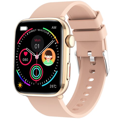 T90 Smartwatch mit 1.91 Zoll Bildschirm Fitness Tracker Temperaturmonitor Anruf Erinnerung Kompatibel mit Android iOS Wasserdicht Image