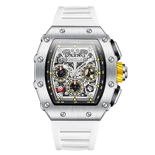 ONOLA Herren Mechanische Uhr Outdoor-Sport Mode Freizeit Automatische Selbstaufzug leuchtender Kalender wasserdicht Silikongel Uhr Image