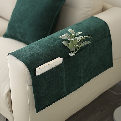 Sofa-Armlehnenbezug, einfarbig, erweiterter, rutschfester Aufbewahrungsbezug, dicker Chenille-Sofa-Armlehnenbezug Image
