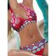 Damen Badeanzug Bikinis 2 Stück Badeanzüge Bademode Halfter 2 teilig Sexy Blumen Bedruckt V-Wire Ausschnitt Strandbekleidung Urlaub Badeanzüge