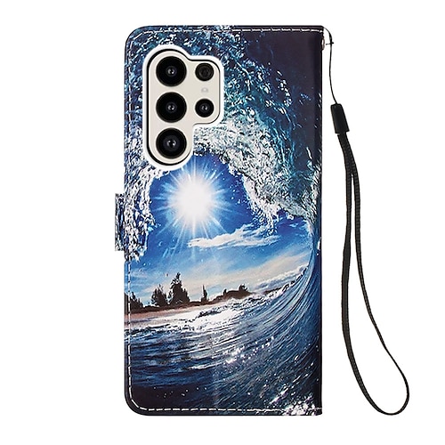 Handy Hülle Handyhüllen Für Samsung Galaxy S25 S24 S23 S23 FE S22 S21 Ultra Plus A14 A34 A54 A13 Rückseite Brieftaschenhülle Mit Ständer Magnetisch Mit Handgelenkschlaufe Retro TPU PU-Leder Image