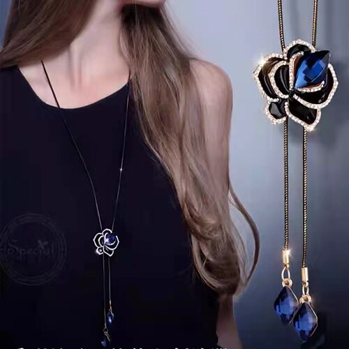 Weihnachtsgeschenke für Frauen Mama koreanische Version von Herbst und Winter Kristall Pulloverkette Halskette Großhandel High-End Frauen lange Kette vielseitige Quastenperlenanhänger mit Zubehör Image