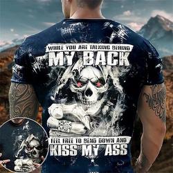 Herren Graphic Totenkopf Motiv T Shirt Tee Retro-Shirts Kurzarm T-Shirt 3D-Druck Rundhalsausschnitt Hemd Vintage Modisch Designer Outdoor Casual Täglich Schwarz Blau Frühling Sommer Bekleidung S M L