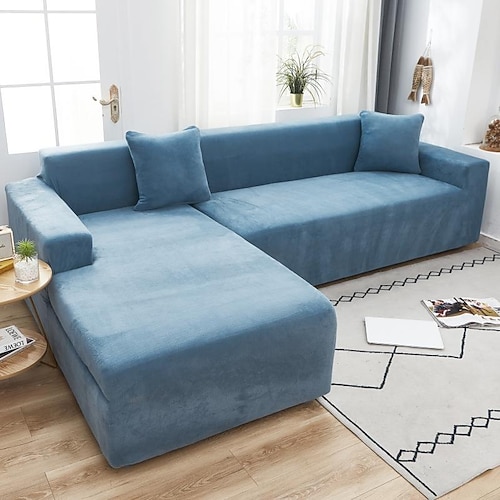 Stretch-Sofabezug Sofabezüge aus dickem Samt Schnittsofabezug L-förmiger Sofabezug Sessel Chaiselongue-Fall für Wohnzimmer Image