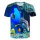 Kindertag Jungen 3D Hai 3D-Druck Fische T-Shirt Kurzarm Sommer Aktiv Kuschelig Strassenmode Polyester Spandex kinderkleidung Baby 2-12 Jahre