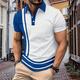 Herren Poloshirt Waffel-Poloshirt Arbeit Casual Kargen Kurzarm Basic Modern Farbblock Patchwork Taste Frühling Sommer Regular Fit Hellgrün Blau Khaki Hellblau Grau Poloshirt