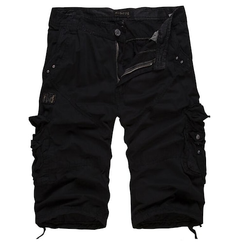 Herren Cargo-Shorts Wander-Shorts Mehrere Taschen Buchstabe Kurz Täglich Lässig / Sportlich Armeegrün Schwarz Mittlere Taille Unelastisch Image