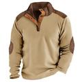 Herren Sweatshirt Pullover Khaki Stehkragen Glatt Farbblock Sport Natur Täglich Festtage Strassenmode Basic Brautkleider schlicht Frühling Herbst Bekleidung Kapuzenpullover Sweatshirts