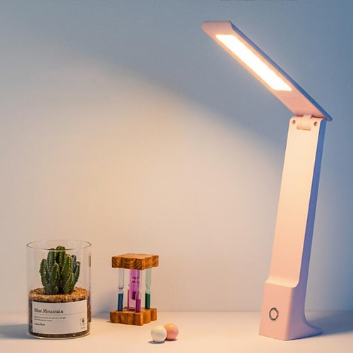 Tragbare LED-Schreibtischlampe, faltbar, 3 Farben, Touch-dimmbar, Tischlampe, wiederaufladbar, USB-Nachtleselampe für Studium, Büroarbeit Image