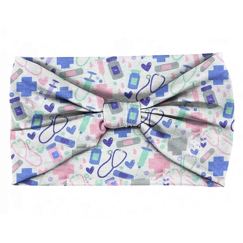 Bohemian-Feder-Print-Stirnband, Damen-Sport-Stirnband, Knoten-Retro-Kopftuch mit breitem Rand Image