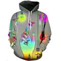 Herren Hoodies Langarm Cartoon schwarz grau Design täglich ausgehen Übergröße aktiv übertrieben Loose Fit Winter Herbst Winter Pullover Hoodie