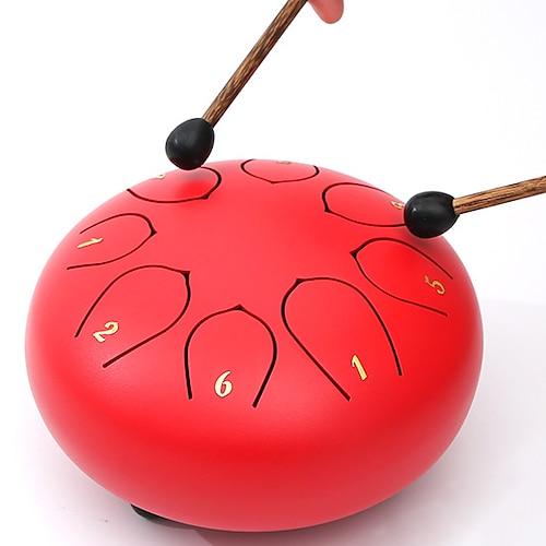 Zungentrommel aus legiertem Stahl, 6 Zoll, 8 Noten, Handtrommeln mit Tasche, Stäbchen, Musikbuch, Klangheilinstrumente für musikalische Bildung, Unterhaltung, Meditation, Yoga, Zen-Geschenke Image