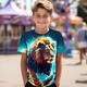 Jungen 3D Löwe T-Shirt Hemd Kurzarm 3D-Druck Sommer Aktiv Sport Modisch Polyester kinderkleidung 3-12 Jahre Rundhalsausschnitt Outdoor Casual Täglich Regular Fit