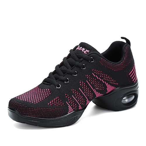 Schwarze Damen-Sneaker aus Strick mit dicker, gepolsterter Sohle, leichte, atmungsaktive Mesh-Schuhe, bequeme Plateau-Sportschuhe für Freizeit, Alltag, Reisen und Streetstyle