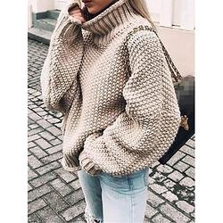 Damen Pullover Stilvoll Brautkleider schlicht Weich Feste Farbe Gerippt Rollkragen überdimensional Langarm Normale Oberteile Stricken Täglich Ausgehen Wochenende Schwarz Rosa Herbst Winter