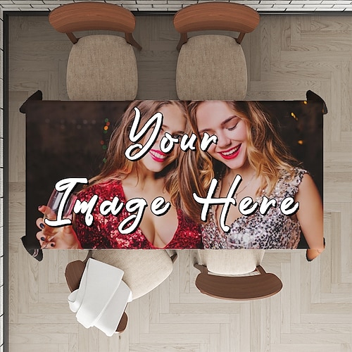 Kundenspezifische Tischdecke personalisierte rechteckige Tischdecke wasserabweisend knitterfrei fleckenresistent weiches Jacquard maßgeschneiderte Tischdecke für Esszimmer Buffet-Bankettpartys und Image