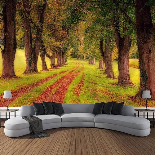 Wandteppich Herbst Wald Landschaft Tapisserie Wandkunst große Tapisserie Wanddekoration Fotografie Hintergrund Decke Vorhang Home Schlafzimmer Wohnzimmer Dekoration Wandtuch XXL Natur Image
