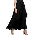 Damen Hosen Hose Chiffon Glatt Schwarz Rot Strassenmode Hoher Taillenbund In voller Länge Urlaub Casual Sommer Frühling