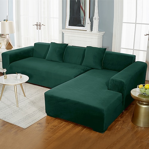 Samt-Sofabezug, weinrot, Stretch-Sofabezug für Kissencouch, dicker, weicher Sofabezug, waschbarer Möbelschutz, Sofabezüge für Hunde, passgenauer Sofabezug Image