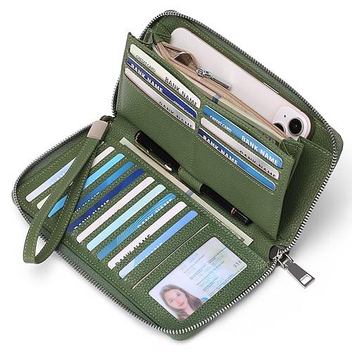 Damen Geldbörse Handytasche PU-Leder Outdoor Täglich Reißverschluss Großes Fassungsvermögen Leicht Langlebig Einfarbig Mandelfarben Weinrot Schwarz