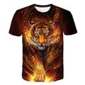 Kinder Jungen T-Shirt Kurzarm 3D-Druck Tiger Tier Rundhalsausschnitt Regenbogen Kinder Oberteile Frühling Sommer Aktiv Modisch Täglich Täglich Outdoor Regular Fit 3-12 Jahre