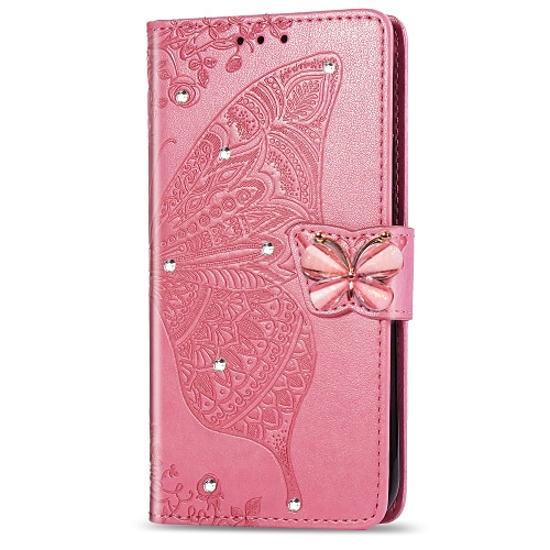 Handy Hülle Handyhüllen Für Samsung Galaxy S24 S23 S22 S21 FE S21 Ultra Plus A34 A54 A72 A32 A52 Brieftaschenhülle Strass Mit Kartenhalter Magnetischer Flip Schmetterling PU-Leder Image