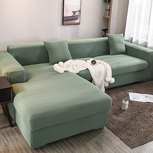 staubdichte, allmächtige Schonbezüge, Stretch-Sofabezug in L-Form, Burgunderrot, superweicher Stoff, Sofabezug mit einem kostenlosen Boster-Case, moderner Sofabezug für das Wohnzimmer, Möbelschutz Image