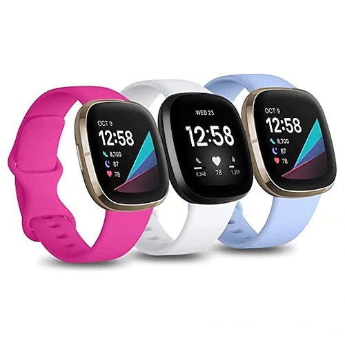 3 Stücke Uhrenarmband für Fitbit Versa 3 Sense Weiches Silikon Ersatz Gurt Damen Herren Wasserdicht Sportarmband Armband Image