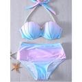 2 pcs Bademode Bikini Badeanzüge Meerjungfrau Damen Feste Farbe Polyester BH Slip