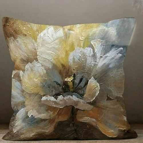 Blauer Blumen-Doppelseiten-Kissenbezug, 1 Stück, weich, dekorativ, quadratischer Kissenbezug, Kissenbezug für Schlafzimmer, Wohnzimmer, Sofa, Couch, Stuhl Image