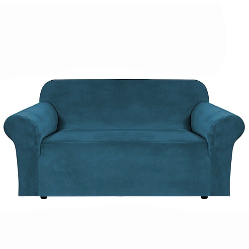 Stretch-Sofabezug, Schonbezug, elastischer Samt, Sofagarnitur, Sessel, Zweisitzer, burgunderrot, 4- oder 3-Sitzer, L-Form, einfarbig, weich, strapazierfähig Image