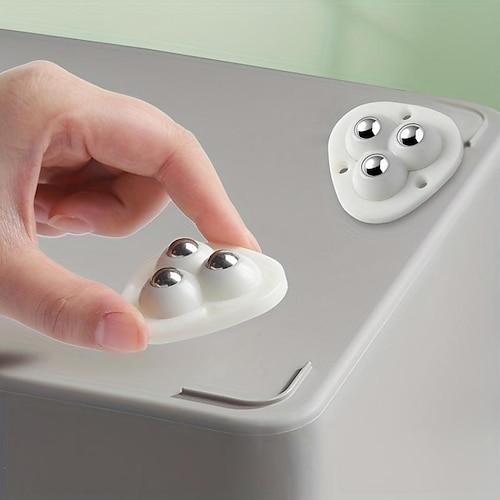 4 selbstklebende Lenkrollen, robuste Schwenkräder, Edelstahlpaste, Universalrad, 360-Grad-Drehung, klebrige Riemenscheibe für Mülleimer, Boden, Aufbewahrungsbox, Möbel, Mülleimer, Couchtisch Image