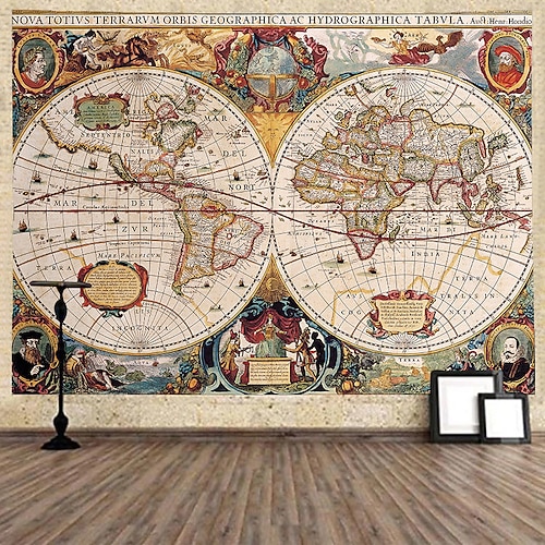 weltkarte wandteppich kunst dekor decke vorhang hängen nach hause schlafzimmer wohnzimmer dekoration Wandtuch XXL Natur Image