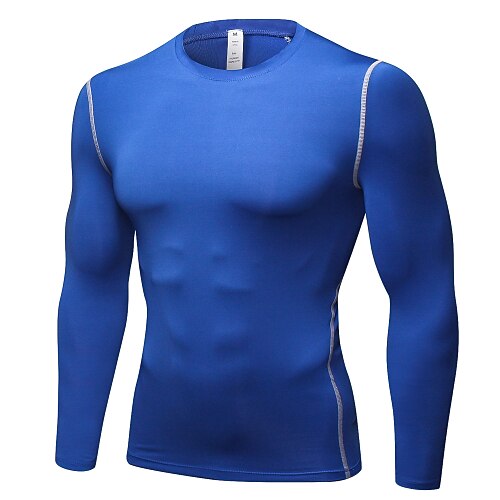 Herren Kompressionsshirt Laufshirt Langarm T-Shirt Sportlich Frühling Winter Einfarbig Spandex Schnelltrocknend Schweißableitend Atmungsaktiv Fitnesstraining Übung Laufen Sportbekleidung Sportkleidung Image