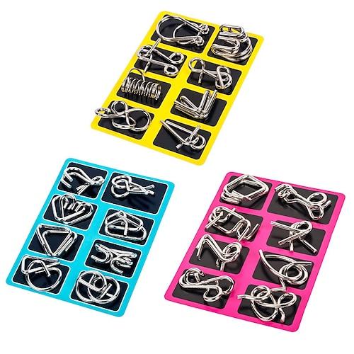 8 teile/satz iq metall puzzle denkaufgabe intelligenz lösung ring montessori rätsel für kinder erwachsene anti-stress zappeln spielzeug