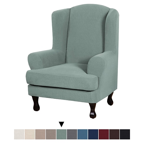 2-teilige Sofabezug High Stretch Jacquard Stoff Möbel Schonbezug bleiben an Ort und Stelle weiche Spandex Form fit Flügel Rücken Sessel Schonbezüge Rutschfestigkeit maschinenwaschbar Image