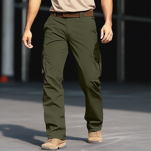 Herren Cargohose Cargohosen Cargohose Hose Hosen Wanderhose Zip Tasche Glatt Komfort tragbar Casual Täglich Festtage Modisch Schwarz Blau Image