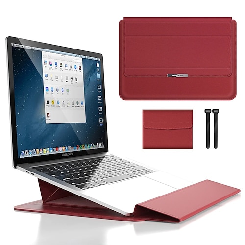 Laptopschutzhüllen 12 14 15.6 Zoll Kompatibel mit Macbook Air Pro, HP, Dell, Lenovo, Asus, Acer, Chromebook Notebook Wasserdicht PU-Leder Feste Farbe für Geschäftsbüro Image
