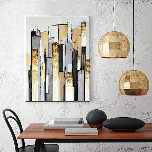 Handgefertigtes Ölgemälde auf Leinwand, Wandkunst, Dekoration, moderne abstrakte Goldstruktur für Wohnkultur, gerolltes, rahmenloses, ungedehntes Gemälde Image