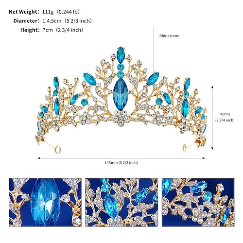 Tiara-Krone für Frauen und Mädchen, rosa Kristall-Prinzessin-Kronen-Diadem, Hochzeits-Tiara für die Braut, goldene Haar-Accessoires für Geburtstag, Abschlussball, Party, Quinceanera-Wettbewerb