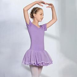 Ballett Kleid Schleife(n) Kaskaden Rüschen Horizontal gerüscht Mädchen Ausbildung Leistung Kurzarm Hoch Elasthan Tüll
