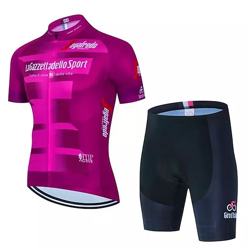21Grams Herren Radtrikot mit Radhose fahrradbekleidung set Kurzarm MTB Mountain Rennrad Schwarz Purpur Rosa Fahhrad Sportkleidung 3D-Pad Atmungsaktiv Rasche Trocknung Feuchtigkeitsabsorbierend Tasche Image