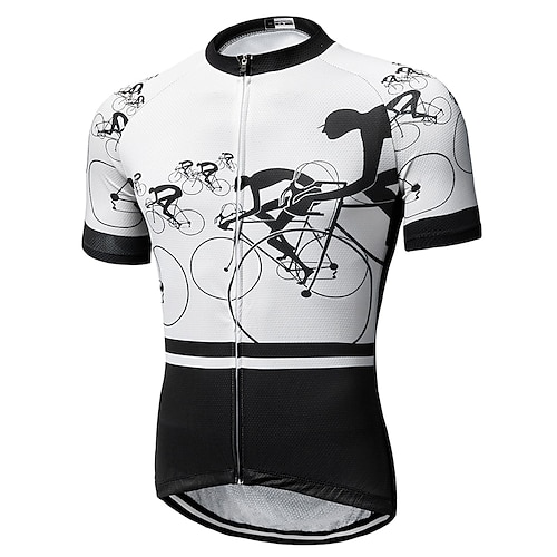 Herren Radtrikot Grafik Geometrie Kurzarm Fahhrad Trikot Oberteil mit 3 Gesäßtaschen Mountainbike MTB Straßenradsport Schnelltrocknend Reflektierende Streifen Rückentasche Feuchtigkeitsableitend Sport Image